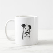 Cozy Dog with Coffee Mug | Minimalist Line Art Pet (Gauche)