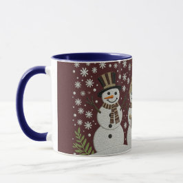 Cozy Embroidered Snowman Winter Mug Mok