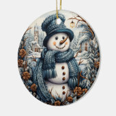 Cozy Embroidery Snowman Christmas – Holiday  Keramisch Ornament (Links)