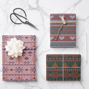 Cozy Fair Isle-kerstpatronen Inpakpapier Vel