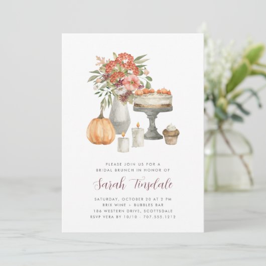 Cozy Fall All-in-One Bridal Shower Brunch Kaart (Staand voorkant)