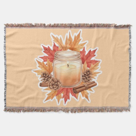 Cozy Fall Candle with Maple Leaves | Autumn Design Deken (Voorkant)