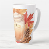 Cozy Fall Candle with Maple Leaves | Autumn Design Latte Mok (Rechterhoek)