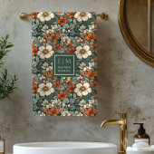 Cozy Fall Floral Sage Green Custom Name Bath Towel