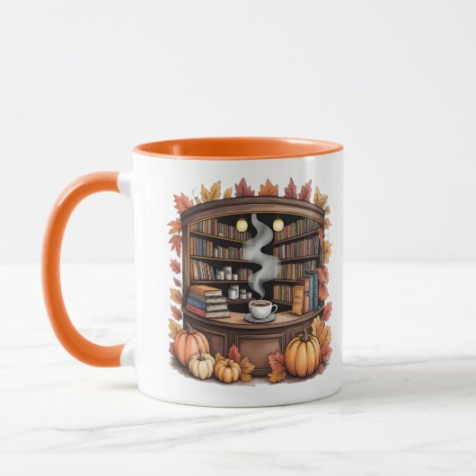 Cozy Fall Library Coffee Mug — Book Nook  (Gauche)