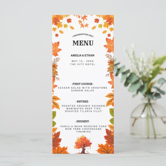 Cozy Fall Thanksgiving Dinner Party Menu (Staand voorkant)