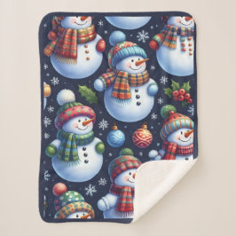 Cozy Festive Snowman Sherpa Deken