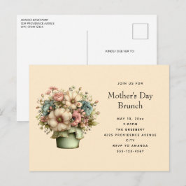 Cozy Flowers in a Planter Pot Cute Mother's Day Uitnodiging Briefkaart