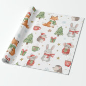 Cozy Forest Friends Holiday Gift Wrap Cadeaupapier (Uitgerold)