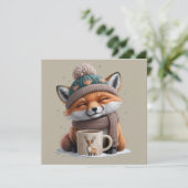 Cozy Fox Winter Season Animal Coffee Holiday Kaart (Staand voorkant)