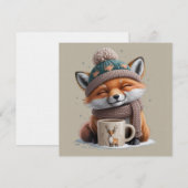 Cozy Fox Winter Season Animal Coffee Holiday Kaart (Voorkant / Achterkant)