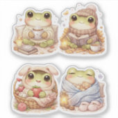 Cozy Frog Characters Custom-Cut Vinyl Sticker (Devant)