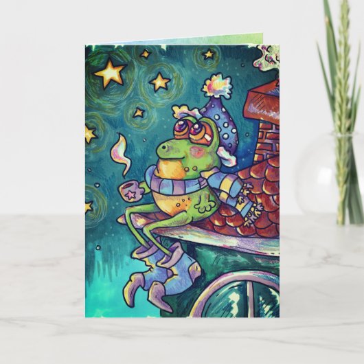 Cozy Frog Christmas & New Year Card Kaart (Voorkant)