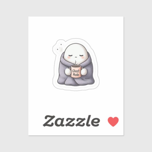 Cozy Ghost Mode Sticker – Schattigee Cartoon Ghost (Vel)