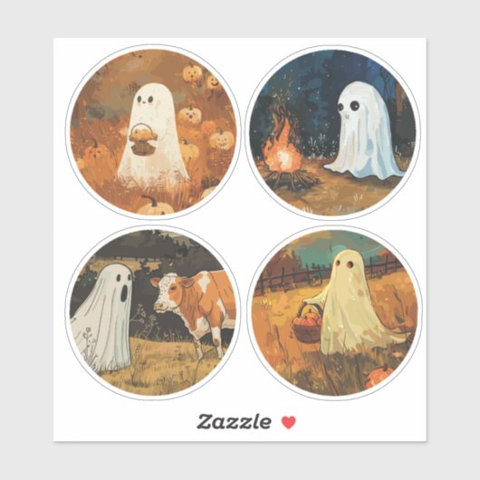 Cozy Ghost Stickers (Set van 4) (Vel)