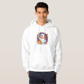 Cozy Ghost with Pumpkin Latte – Fall Halloween Hoodie (Voorkant volledig)