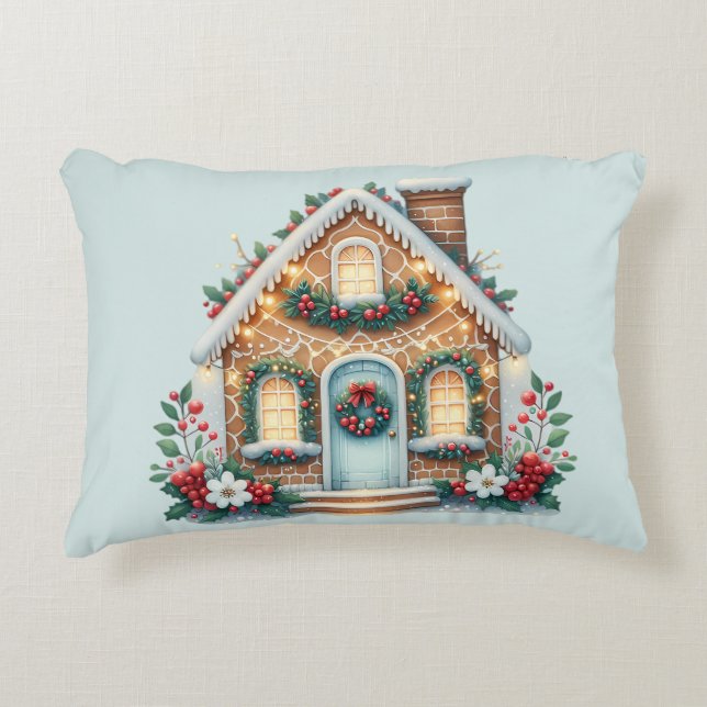 Cozy Gingerbread House Holiday Illustration Accent Kussen (Voorkant)