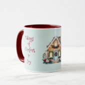 Cozy Gingerbread House Holiday Illustration Blue Mok (Voorkant links)