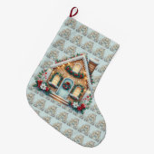 Cozy Gingerbread House Holiday Illustration Grote Kerstsok (Voorkant (Hangend))