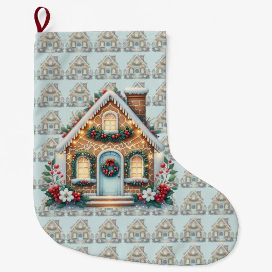 Cozy Gingerbread House Holiday Illustration Grote Kerstsok (Voorkant)