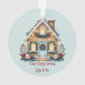 Cozy Gingerbread House Holiday Illustration Ornament (achterkant)