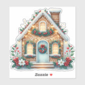 Cozy Gingerbread House Holiday Illustration Sticker (Vel)