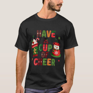 Cozy Gingerbread Man & Snowman Cup Holiday Cheer M T-shirt