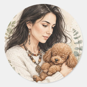Cozy Girl ou Autocollant Caniche – Meilleurs Amis