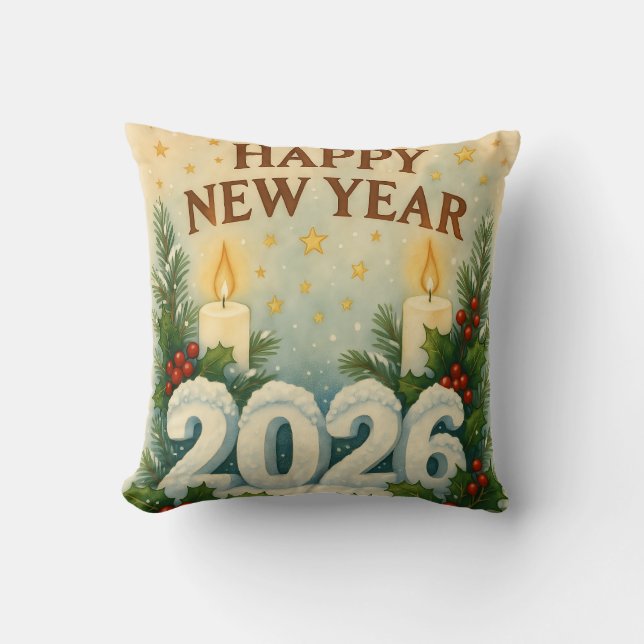 cozy happy new year throw pillow kussen (Voorkant)