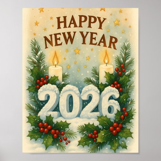 cozy happy new year winter poster (Devant)