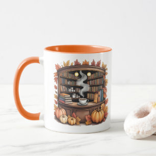 Cozy herfst bibliotheek koffiemok — Boek hoekje Mok