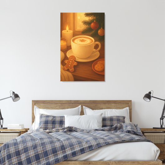 Cozy Holiday coffee Stretched Canvas Print (Insitu (Slaapkamer))