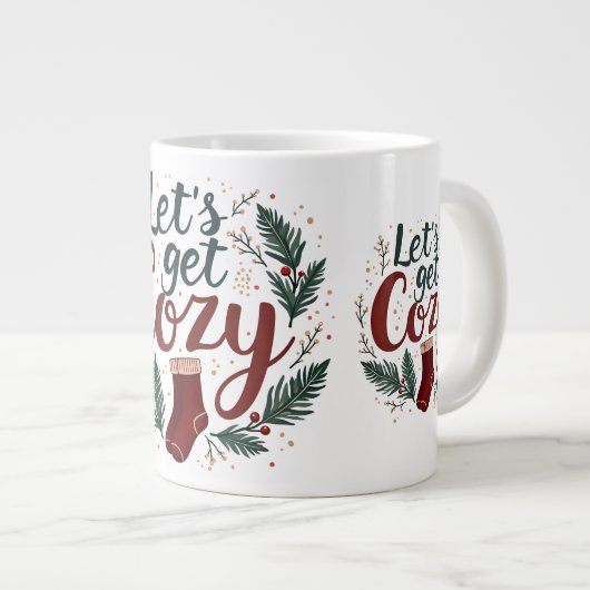 Cozy Holiday Pine Berry Lettering Extra Grote Beker (Voorkant rechts)