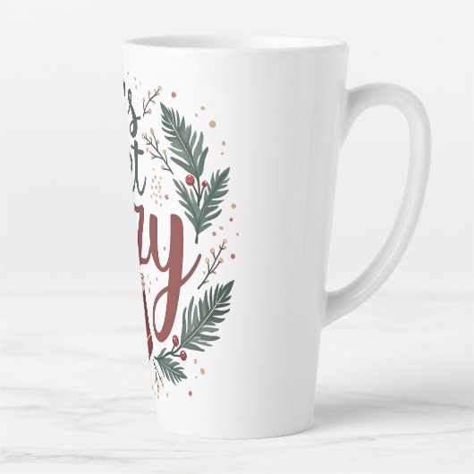 Cozy Holiday Pine Berry Lettering Latte Mok (Rechts)