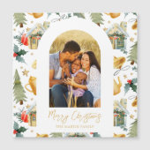 Cozy Holiday White Illustrated Print Photo Magnet (Voorkant)