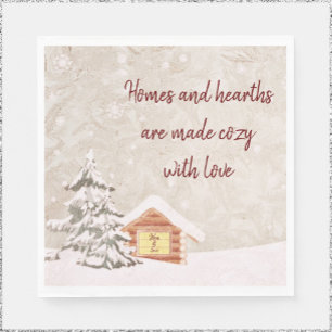 Cozy Home Winter Scene Paper Napkins Servet