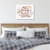 Cozy Hot Cocoa en Fuzzy Sokken Ontwerp Canvas Afdruk (Insitu (Slaapkamer))