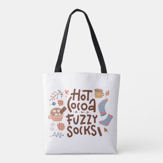 Cozy Hot Cocoa en Fuzzy Sokken Ontwerp Draagtas (Achterkant)