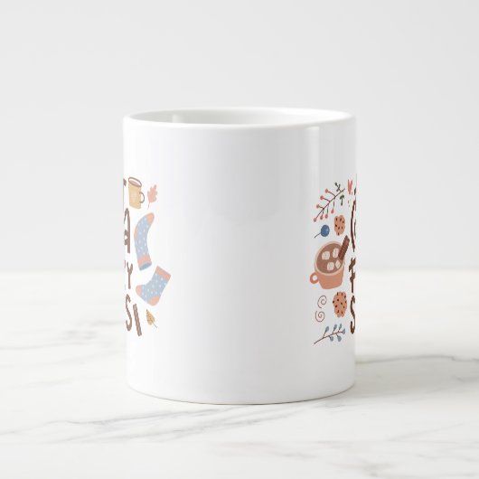 Cozy Hot Cocoa en Fuzzy Sokken Ontwerp Extra Grote Beker (Voorkant)