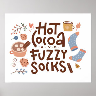 Cozy Hot Cocoa en Fuzzy Sokken Ontwerp Poster