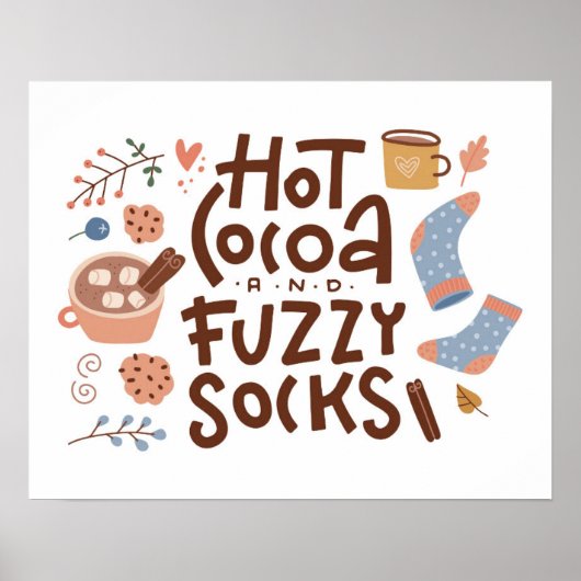 Cozy Hot Cocoa en Fuzzy Sokken Ontwerp Poster (Voorkant)