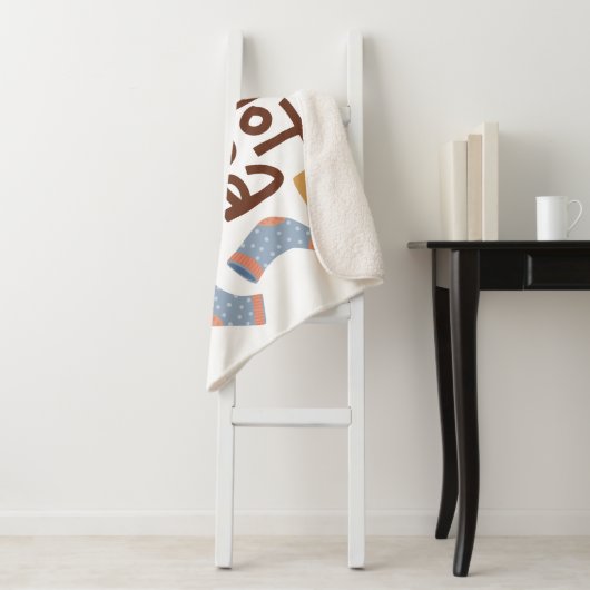 Cozy Hot Cocoa en Fuzzy Sokken Ontwerp Sherpa Deken (In situ)