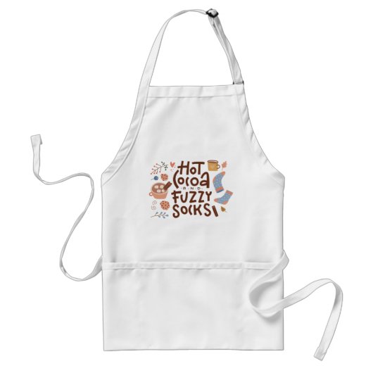 Cozy Hot Cocoa en Fuzzy Sokken Ontwerp Standaard Schort (Voorkant)