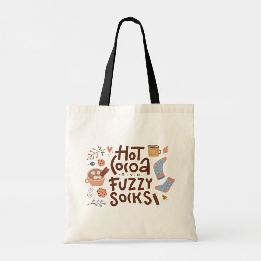 Cozy Hot Cocoa en Fuzzy Sokken Ontwerp Tote Bag (Achterkant)