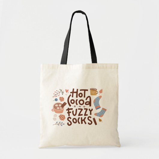 Cozy Hot Cocoa en Fuzzy Sokken Ontwerp Tote Bag (Voorkant)