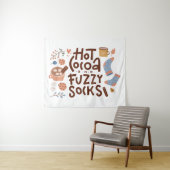 Cozy Hot Cocoa en Fuzzy Sokken Ontwerp Wandkleed (In Situ (horizontaal))