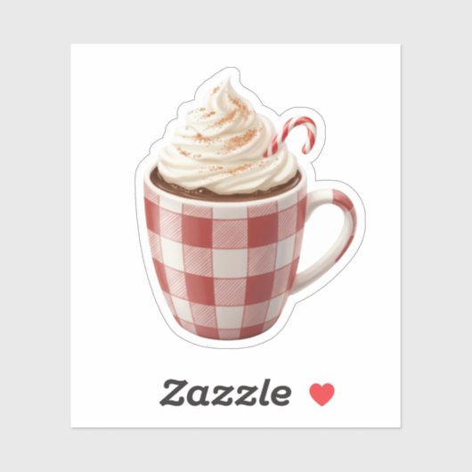 Cozy Hot Cocoa Mug with Whipped Cream Christmas Sticker (Vel)