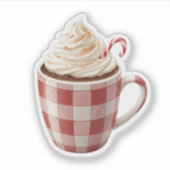 Cozy Hot Cocoa Mug with Whipped Cream Christmas Sticker (Voorkant)