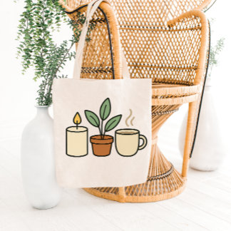 Cozy Kaars-, Plant- en Mok Tote Bag Design