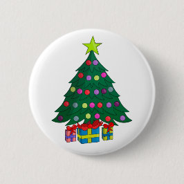 Cozy kerstboom ronde button 5,7 cm